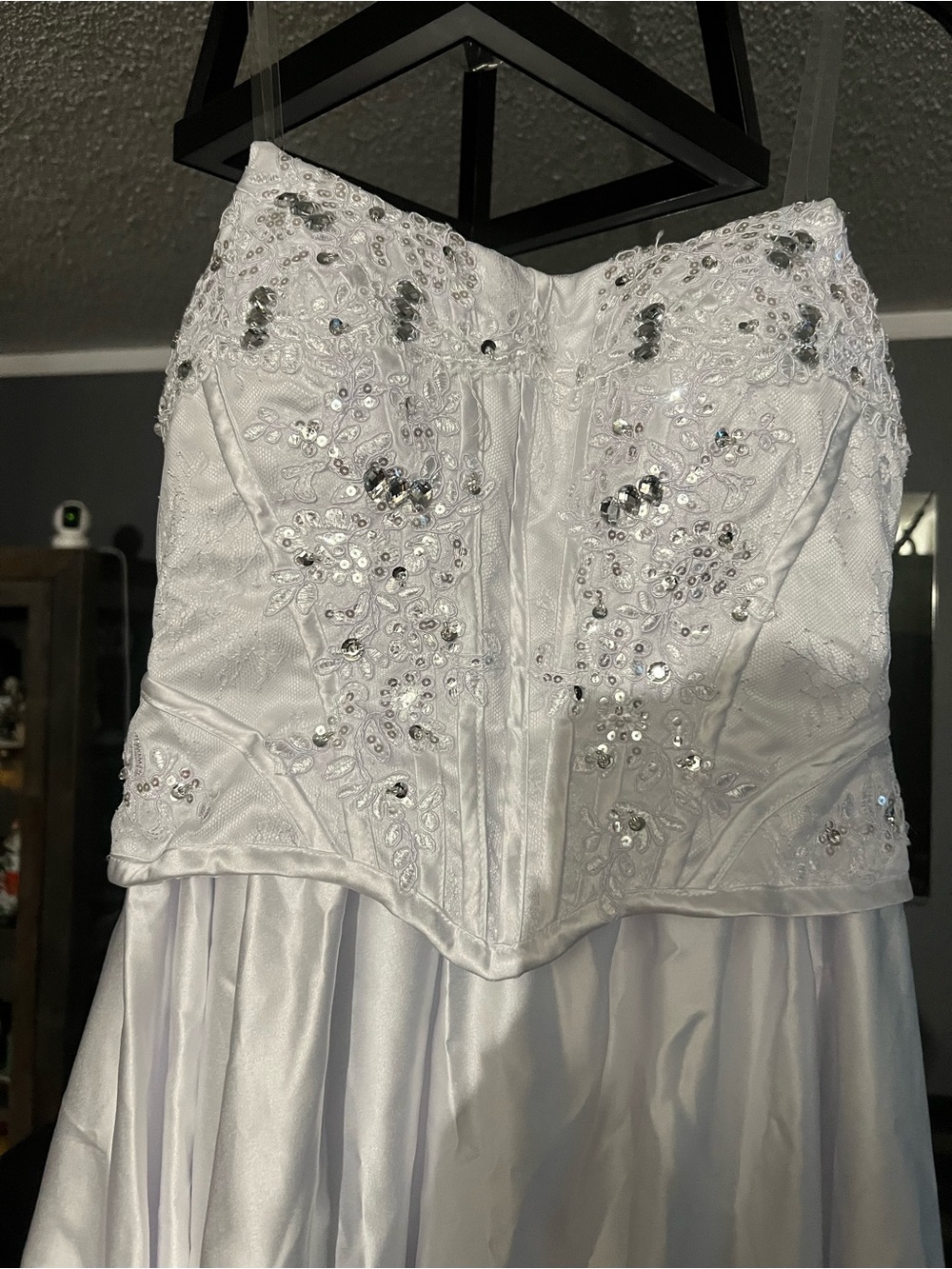 White Beaded Strapless Wedding/ Formal Gown - Picture 3 of 10